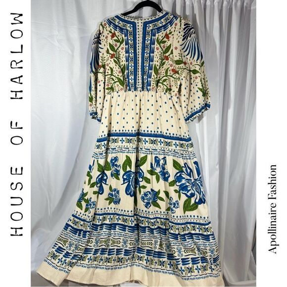 HOUSE OF HARLOW 1960 FLIGHT OF MACAW MAXI DRESS IVORY COMBO MEDIUM NWT - Picture 3 of 6